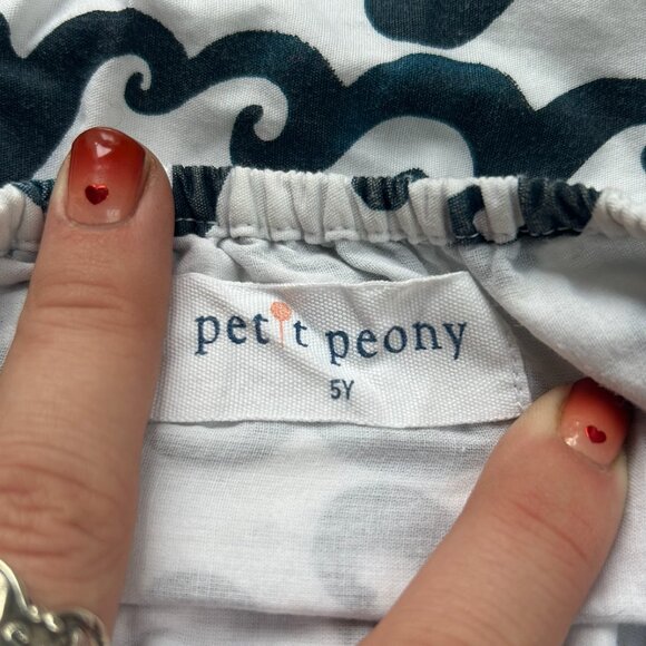 Petit Peony White and Blue Wave Criss Cross Dress - Picture 3 of 4